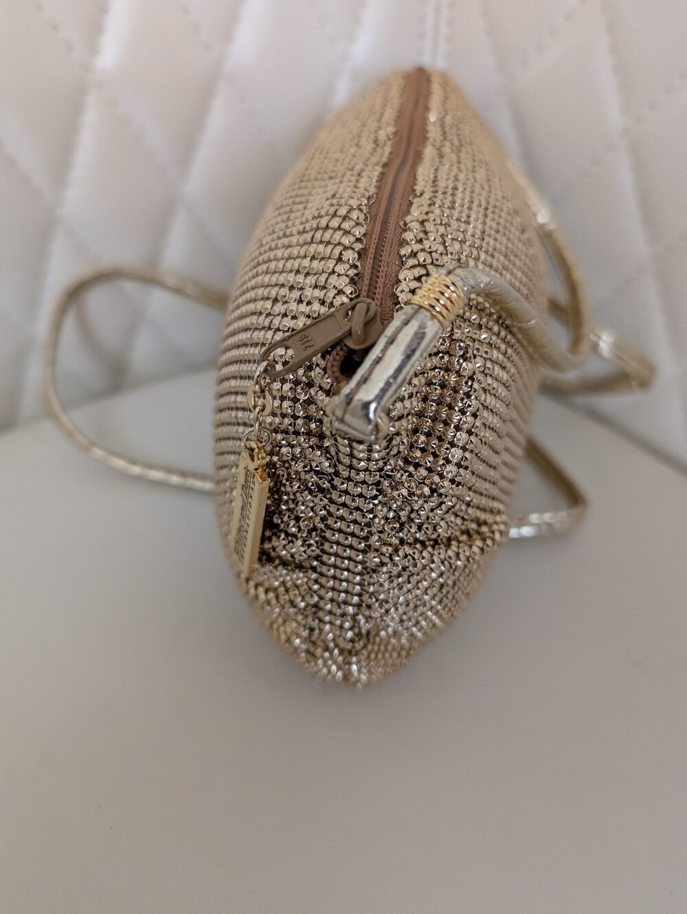 Vintage 80s Whiting & Davis Gold Mesh Evening Bag - Picture 3 of 7